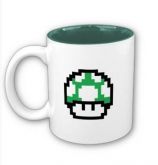 Caneca Cogumelo Verde Mario 8-bit