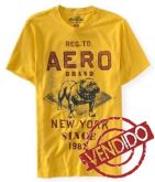Camisa Aéropostale Estampa Bulldog- Tamanho M/M - Mostarda