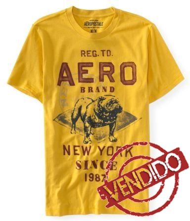 Camisa Aéropostale Estampa Bulldog- Tamanho M/M - Mostarda