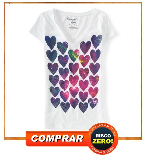 Aero Glitter Hearts V-Neck Graphic T
