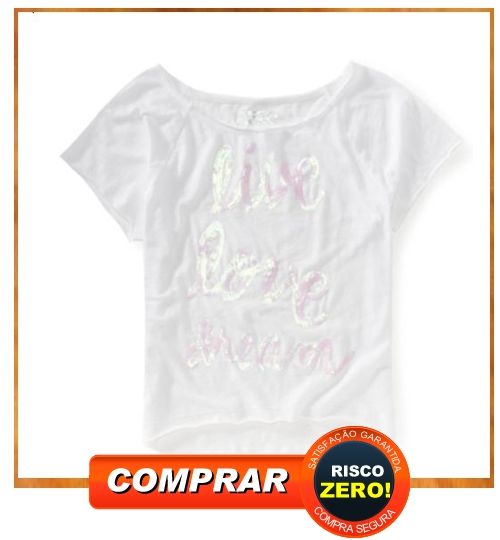 Aeropostale Cropped Sequined Live Love Dream Dorm